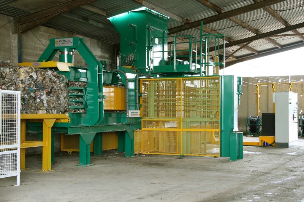 The baling press has been installed at Lowmac Recycling